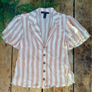 ⚡️ Forever 21 Pink and White Striped Button Down Shirt